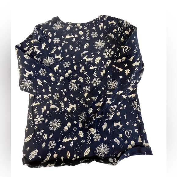 Old Navy Girls Shirt Long Sleeve Navy/White Woodland Winter 5T EUC - Picture 2 of 4